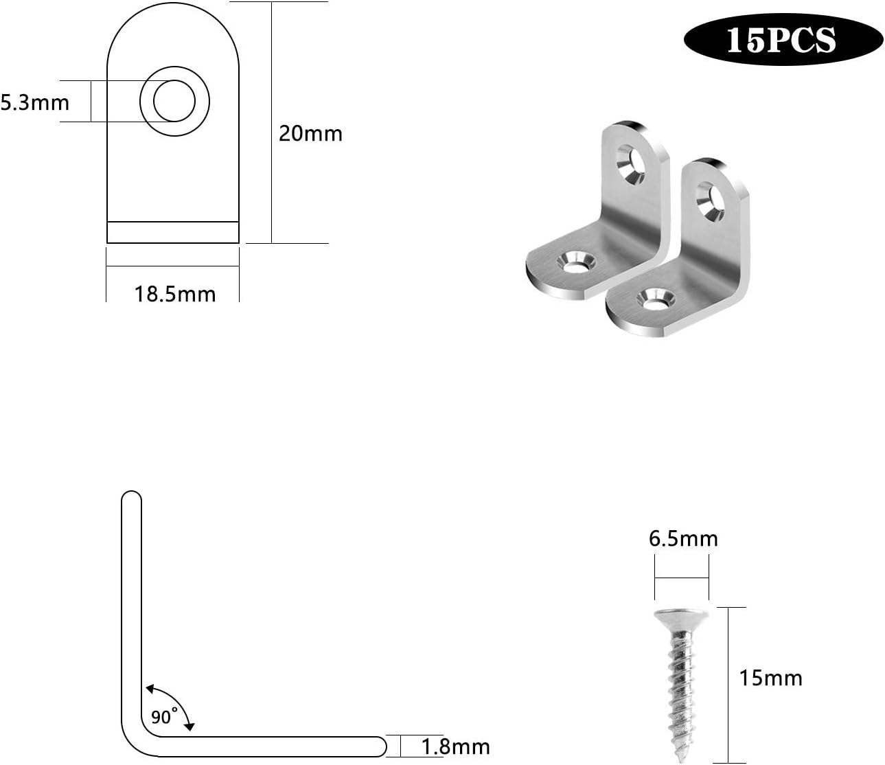 Buy Corner Brackets Drado 15 Pack Corner Braces, 20x20x18.5mm Stainless ...