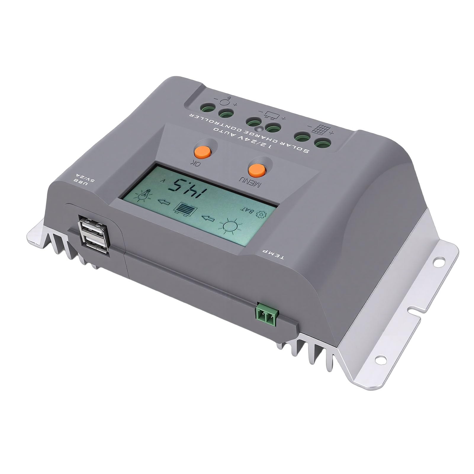 Jeanoko Kontroler ładowania Słonecznego PWM 40A z Wyświetlaczem LCD,