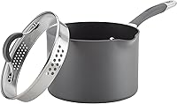 Vista 10 de Circulon Radiance - Cacerola antiadherente con revestimiento duro y colador de 3 cuartos de galón, color gris