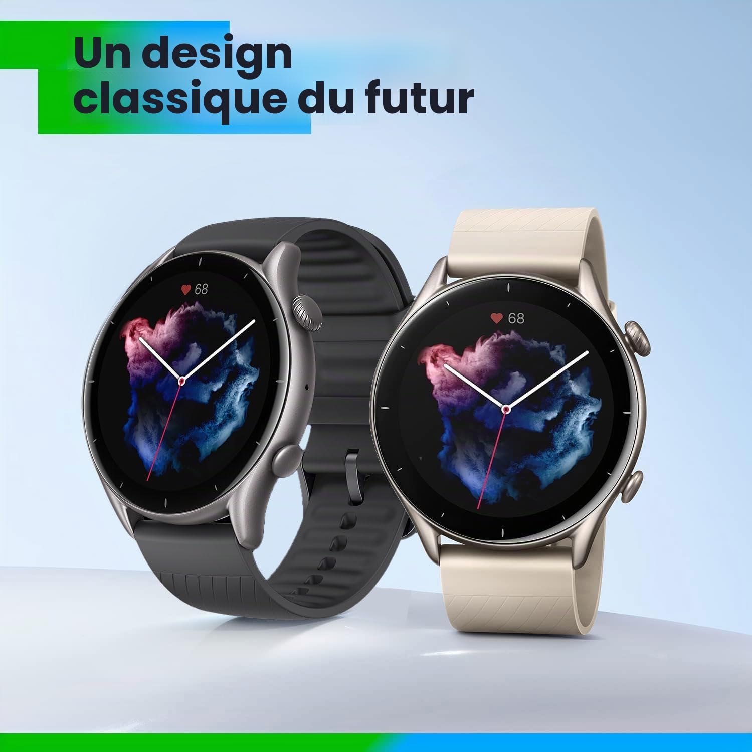 Amazfit GTR 3, 46 mm, Montre Connectée avec Alexa, 1.39" AMOLED, Autonomie de 21 Jours, SpO2, 150+ Modes Sportifs, GPS, 5 ATM Etanche Smartwatch Sport (Noir)