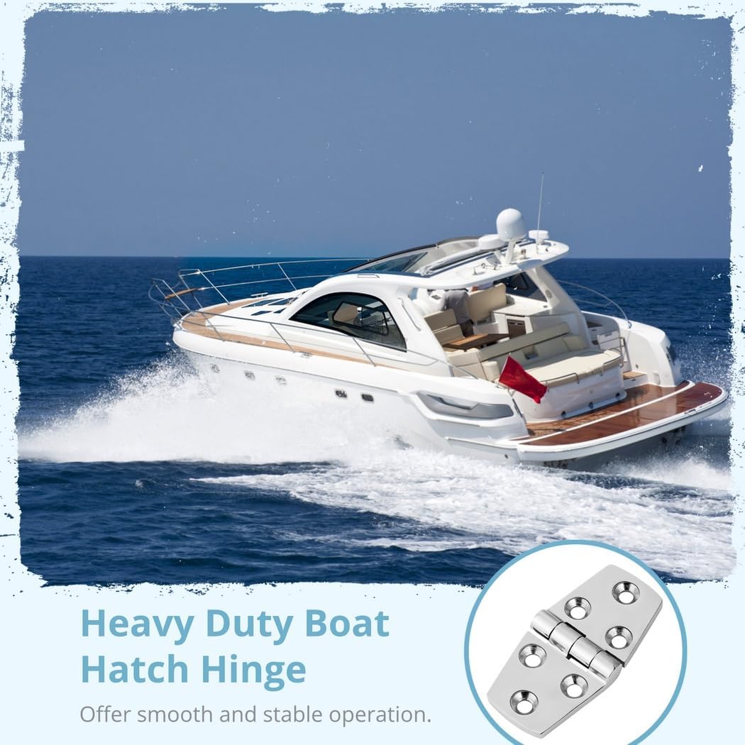 4 Pcs Marine Boat Hinges, 316 Stainless Steel 3×1.5In Flush Hinges with Screws, Heavy Duty Mirror Polished Hinges for Yachts, Doors, Windows, Cabinets