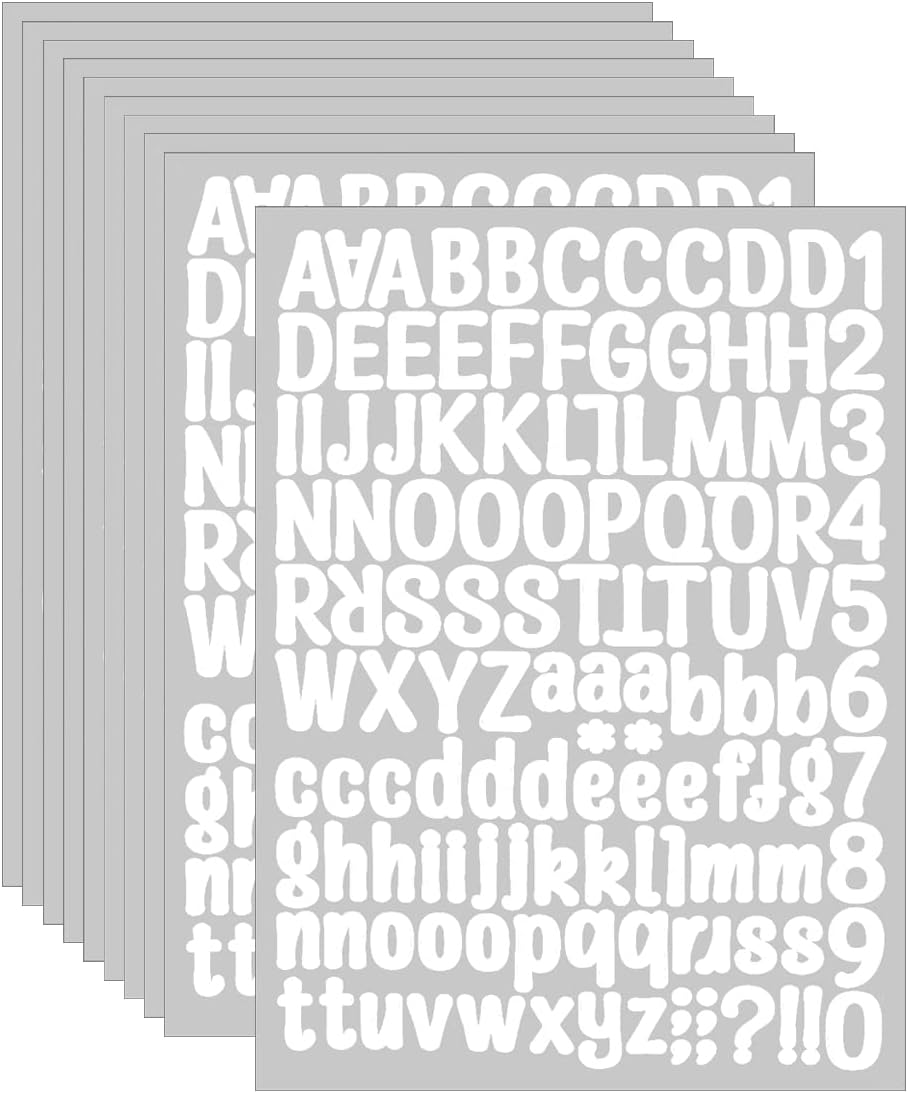 1260 Pieces 10 Sheets A4 Vinyl Letter Sticker, Self Adhesive Letters Numbers Mailbox Numbers Sticker for Signs, Window, Mailbox, Door (White,1 Inch)
