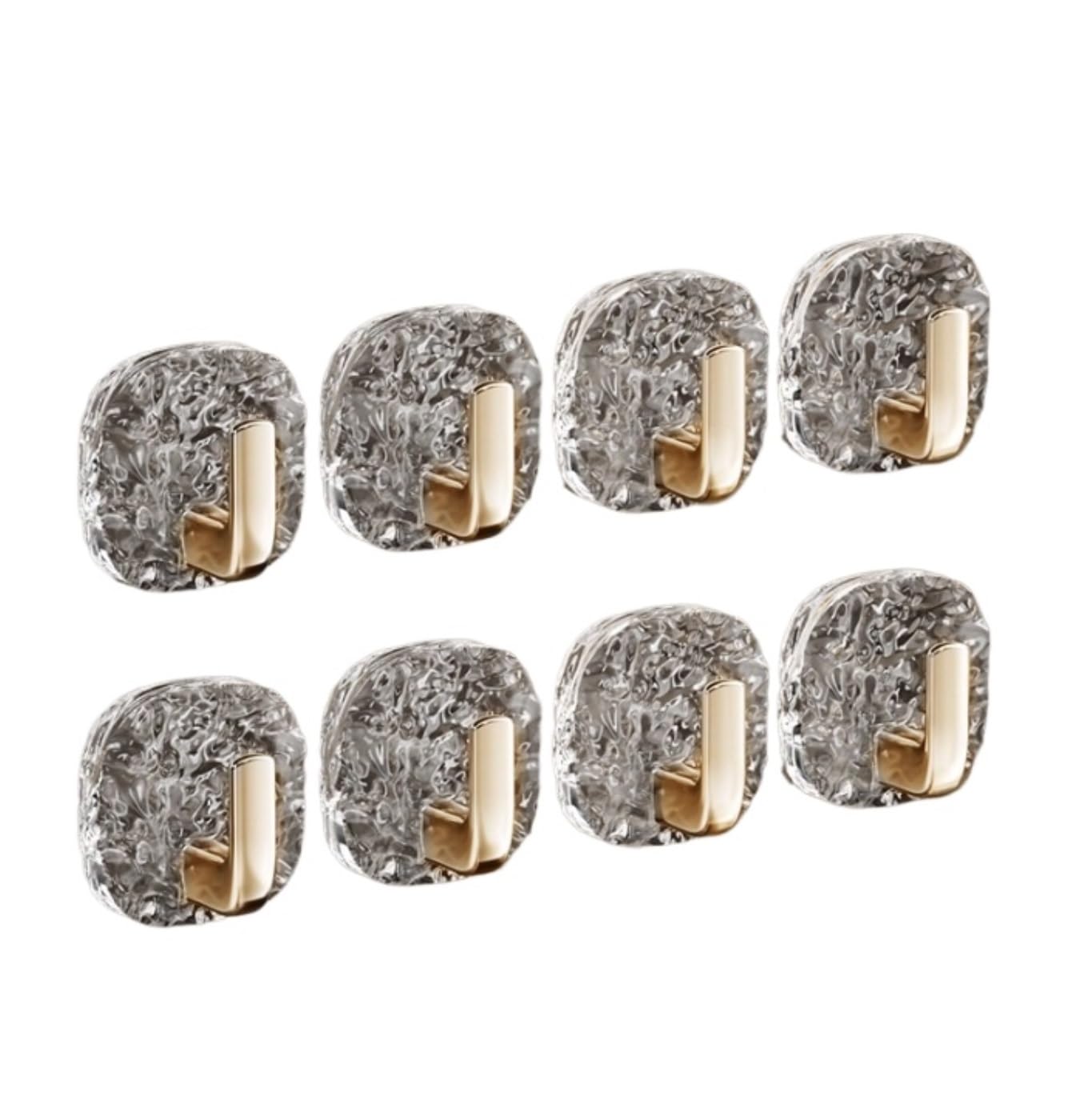 Kleiderhaken Kunststoff Wand Haken Punch Kostenloser Licht Luxus Klebrigen Wohnzimmer Badezimmer Tür Dekoration(Gold,8pcs)