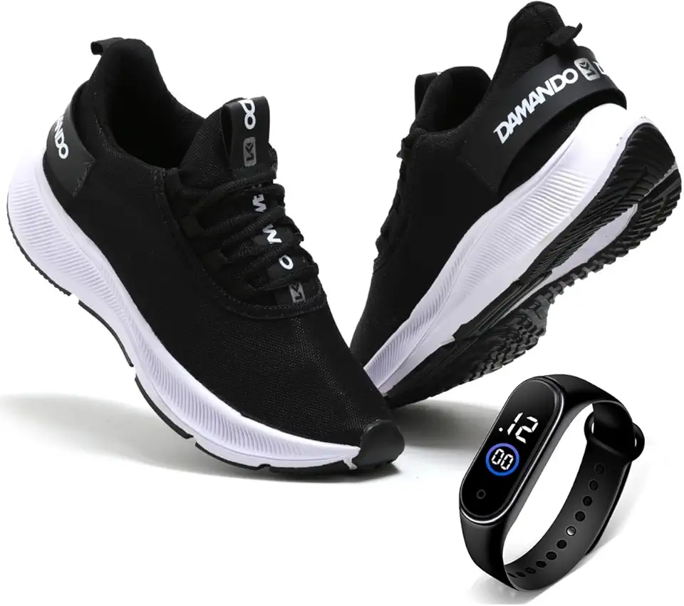 Tenis Masculino Academia Corrida Treino Esportivo Caminhada Confortavel e Leve + Relógio Digital