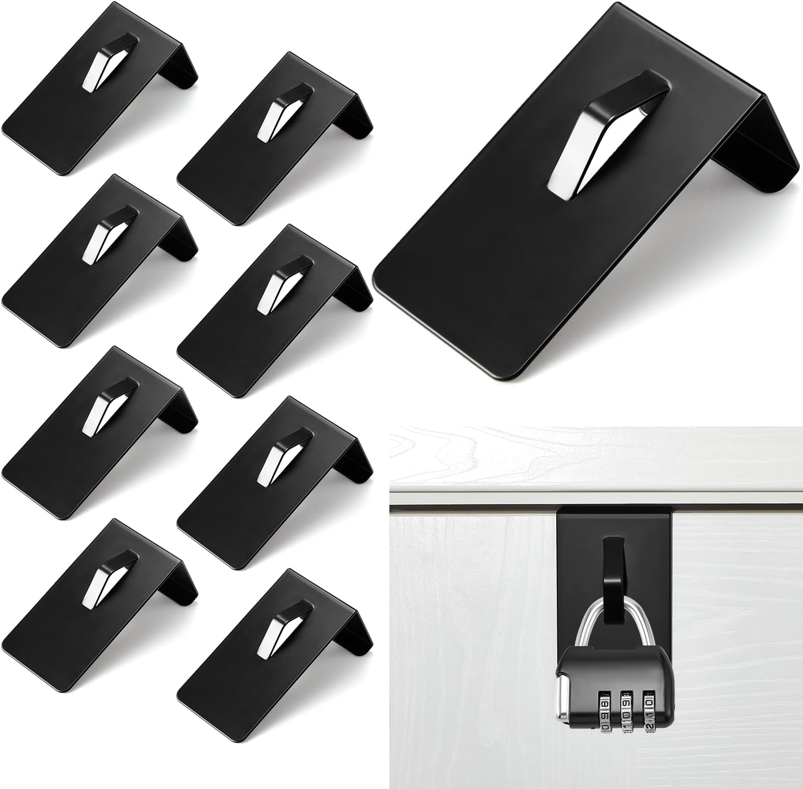 8 Pcs Lockbox Door Mount Bracket Heavy Duty Lockbox Over The Door Hooks for Security Lock Box Keys Emergency Access