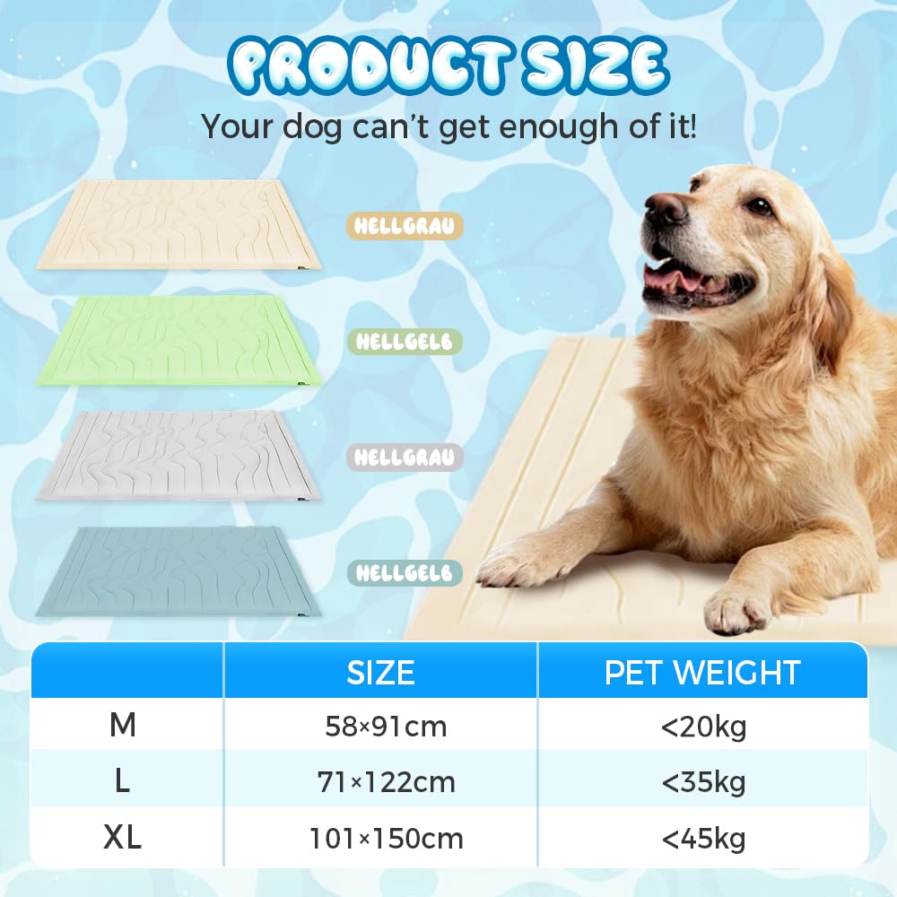 Tapis rafraîchissant pour chien, tapis rafraîchissant amélioré pour chiens, lit respirant pour chien avec design antidérapant, tapis frais durable pour chats et chats, lavable en été, tapis de