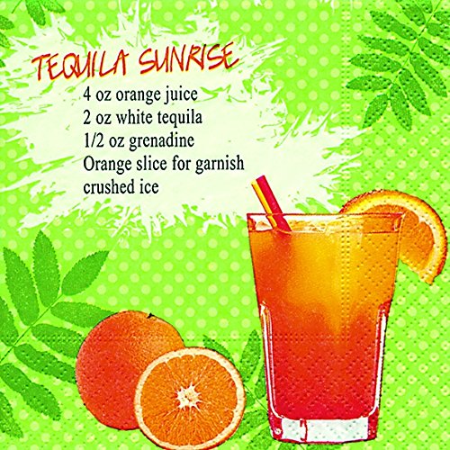 Preisvergleich Produktbild 20 Stück Serviette 25x25 cm Tequila Sunrise Cocktail Ferien Bar