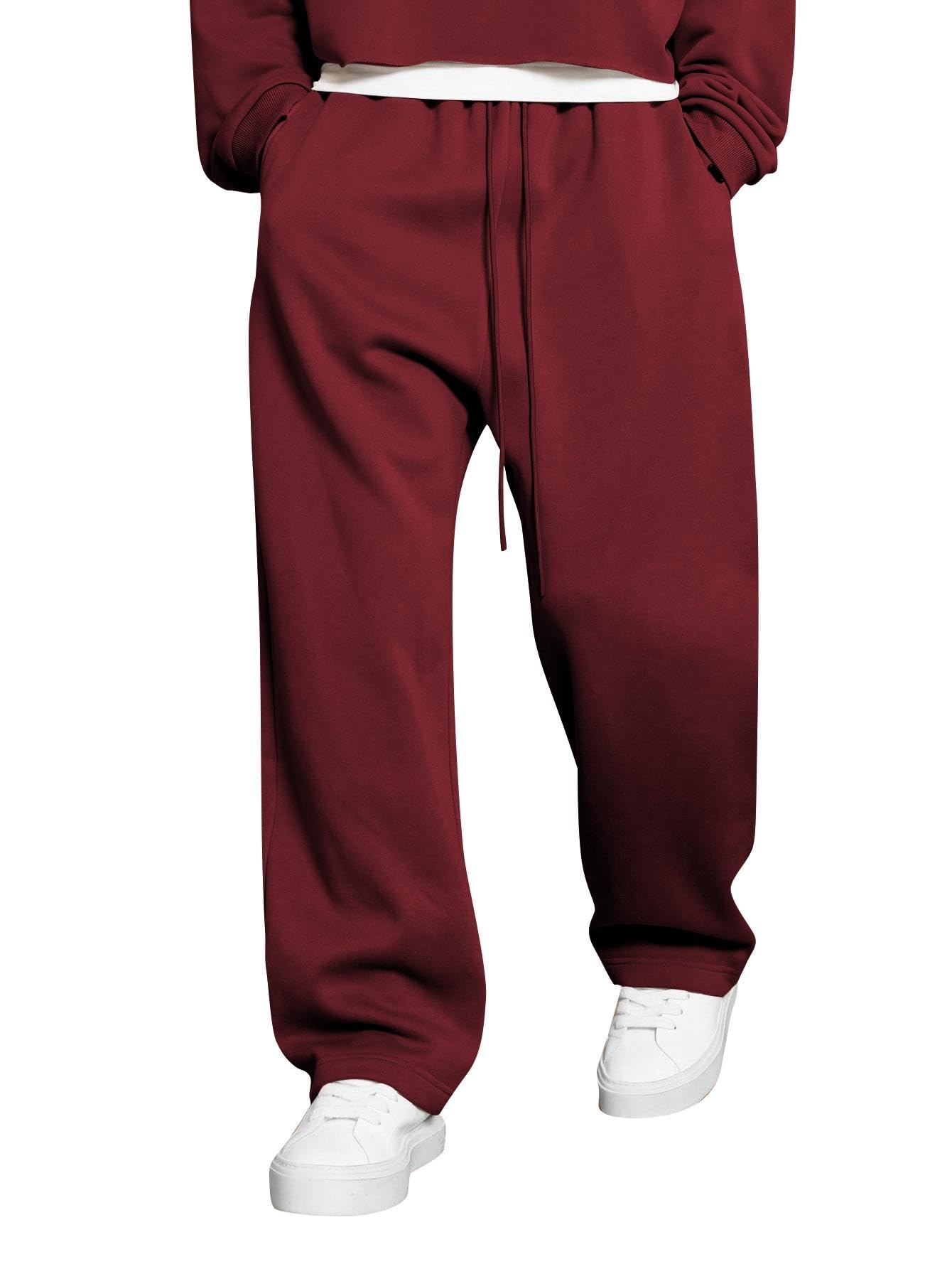 JMIERR Herren Casual Baggy Hosen Breite Beine Lounge Workout Gym Reise Sweatpants mit Taschen S-3XL