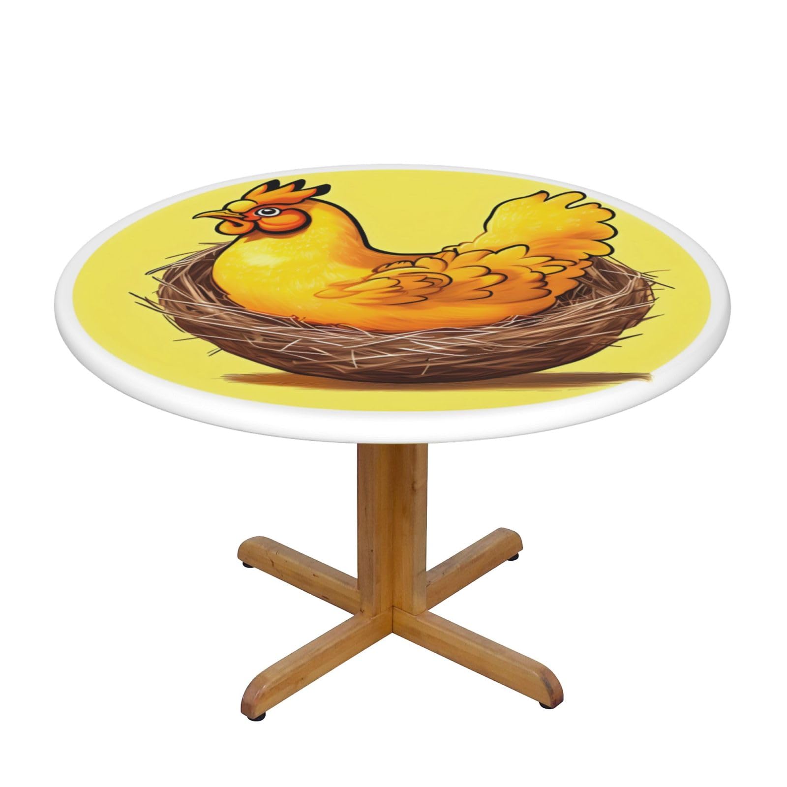 ZQYTGFDC Bird's Nest Golden Chicken M Decorative Round Tablecloth Waterproof Anti Stain Oil Proof Size for 40 50 inch