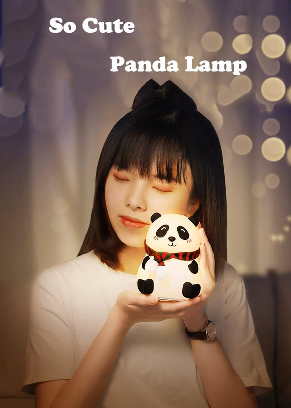 Panda Silicone Nursery Night Light Beach Room Decor Desk Lamp Toys,Bedroom Gifts for Girls and Boys,Baby,Kids,Teens Silicone Touch Lamp 7 Color Changeable Valentine Gifts Toddlers Gifts