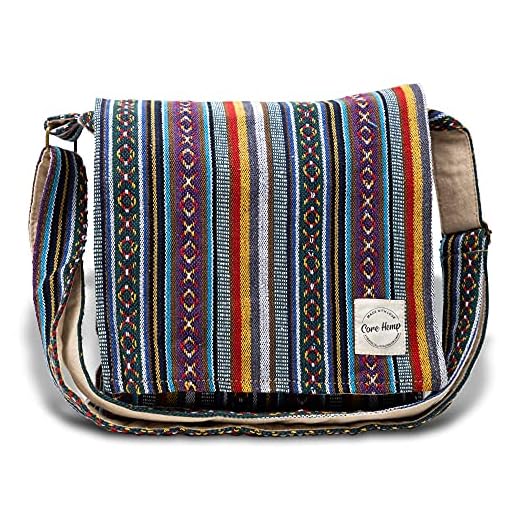 Core Hemp Crossbody Messenger Bag - Handmade In Nepal - Over-the-Shoulder Sling Bag - Unisex