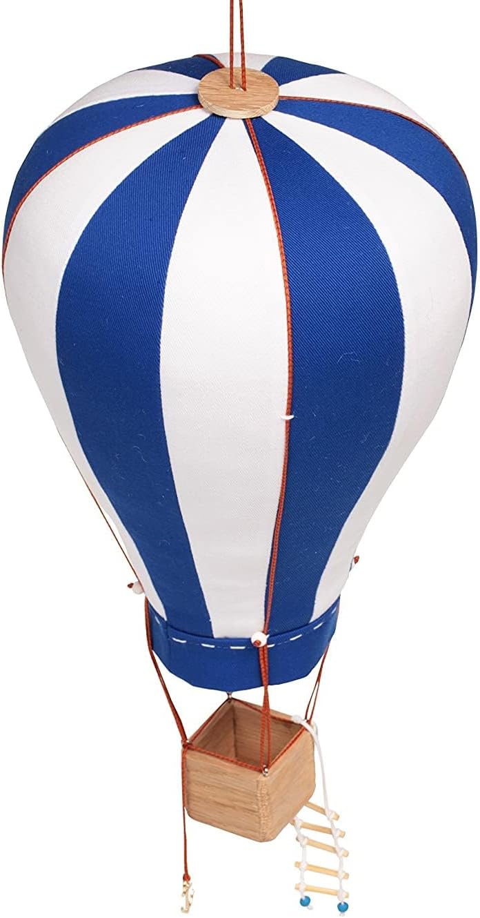 Hanging Textile Hot Air Balloon Kid Room Decor Navy Blue & White Large