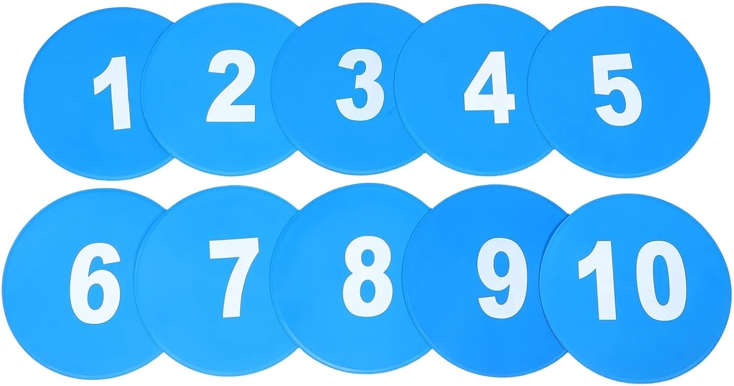 10pcs Football Training Markers 23Cm Numbered Spot Discs Non-Slip Flat Agility Dots for Soccer Basketball Drills Floor Training