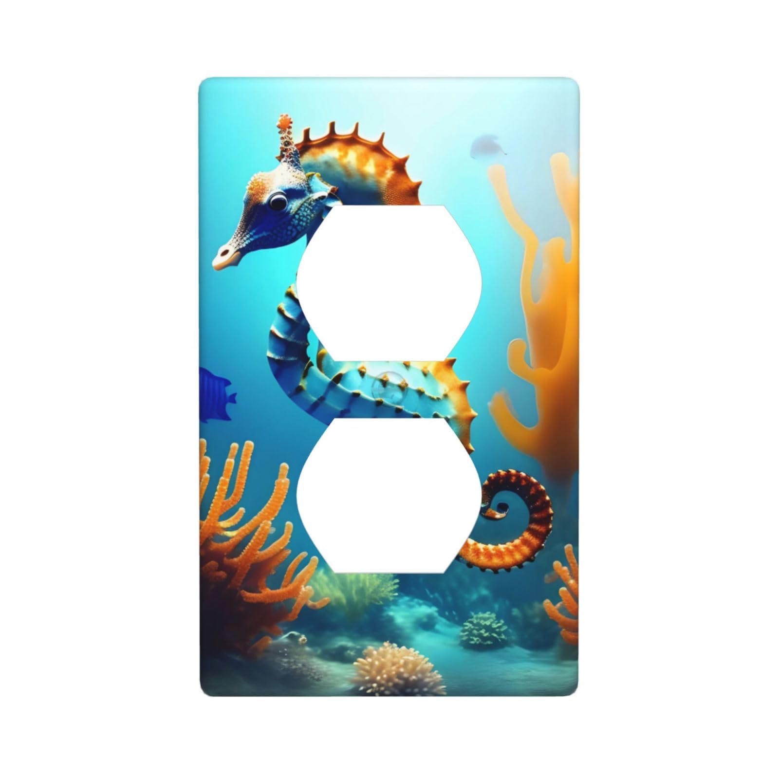 Seabed Coral Seahorse Decorative Switch Plate Cover-Unbreakable Polycarbonate Wall Plate for Home Office, 1 Gang with Screws