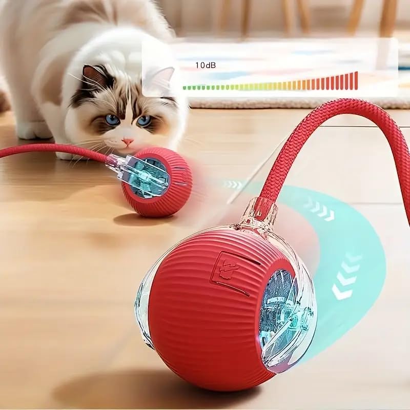 Xinshijie Speedy Tail 2.0 Interactive Dog Ball, Ive Cat Toy for Indoor Cats Kitten, Interactive Cat Toy, Active Rolling Ball With Tail for Dogs (Red) - Image 3