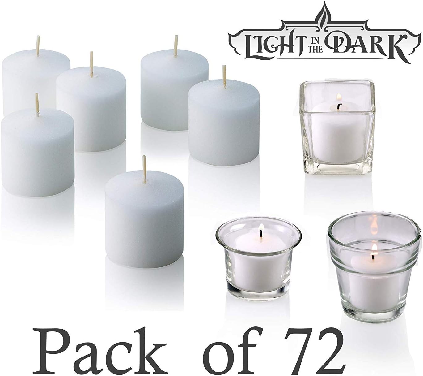 Light In The Dark White Votive Candles - Box of 72 Unscented Candles - 10 Hour Burn Time - Bulk Candles for Weddings, Parties, Spas and Decorations - Image 6