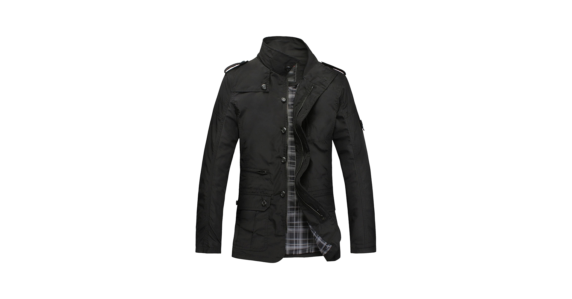 Amazon.com: Men's Stand Collar Military Jacket Casual Cotton