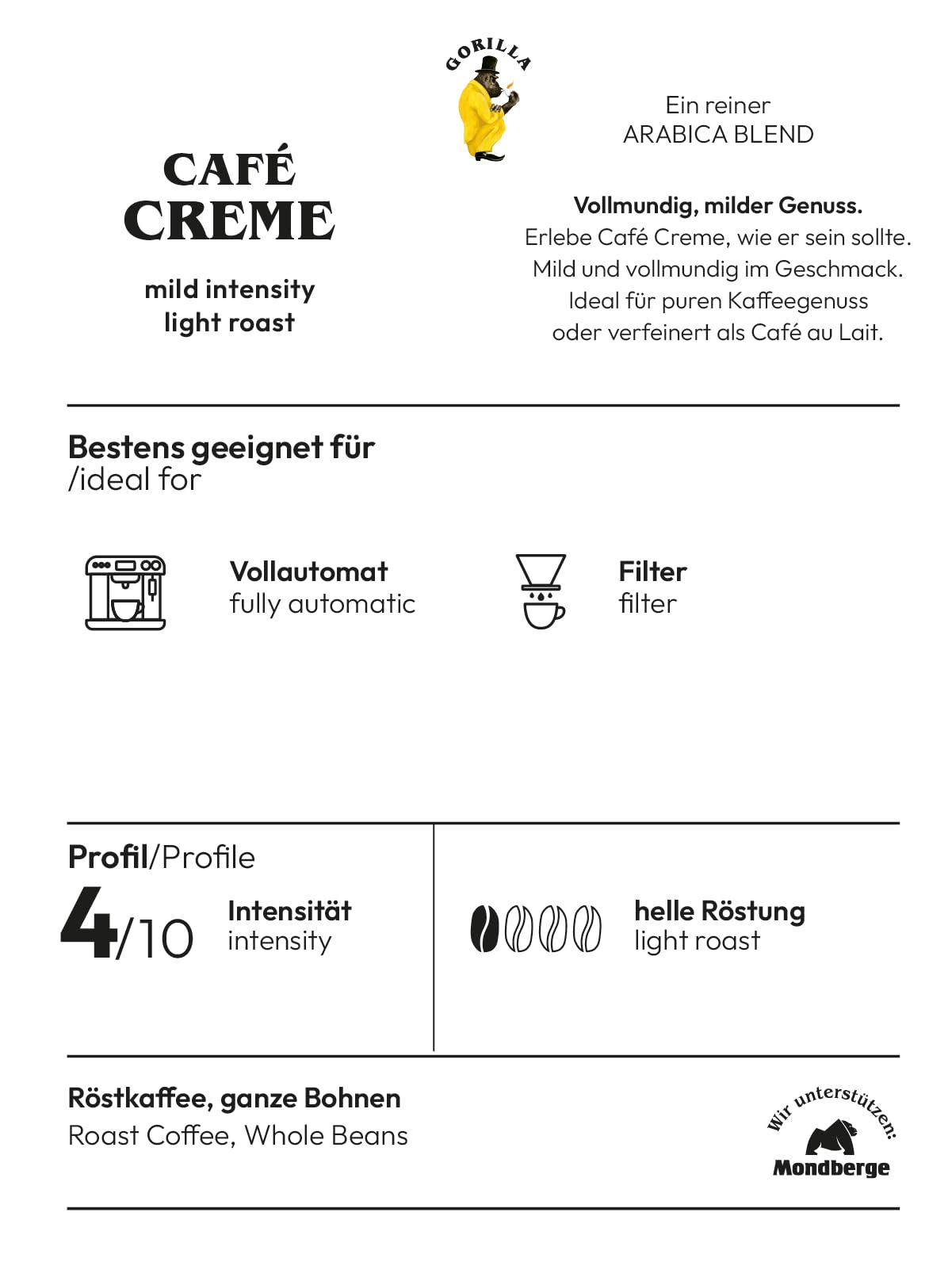 Gorilla Café Creme Kaffeebohnen 1kg