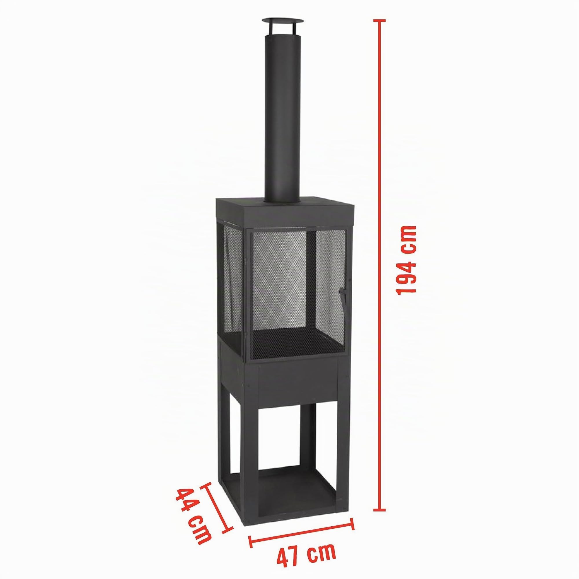 BBQ Collection Brasero Exterieur avec Cheminée - Cheminée de Jardin 194 x 44 x 47 cm - Cheminée de Terrasse avec Pare-Étincelles - Poêle à Bois Decoration Jardin - Acier au Carbone