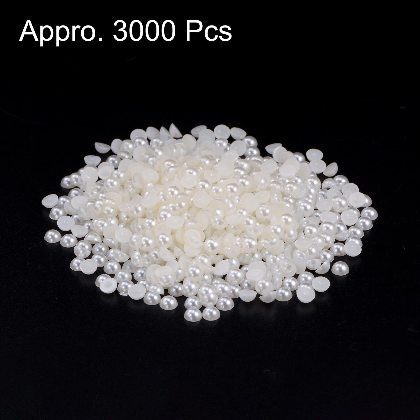 HARFINGTON 3000pcs 4mm Metallic Gold Tone Flat Back Half Pearl Beads For DIY Crafts - View #2