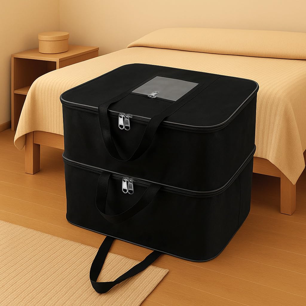 HomeStrap Bolsa de almacenamiento grande de nailon para debajo de la cama, funda organizadora para ropa, mantas, colchas, zapatos y libros con asa y cierre de cremallera, capacidad de 70 litros, negro