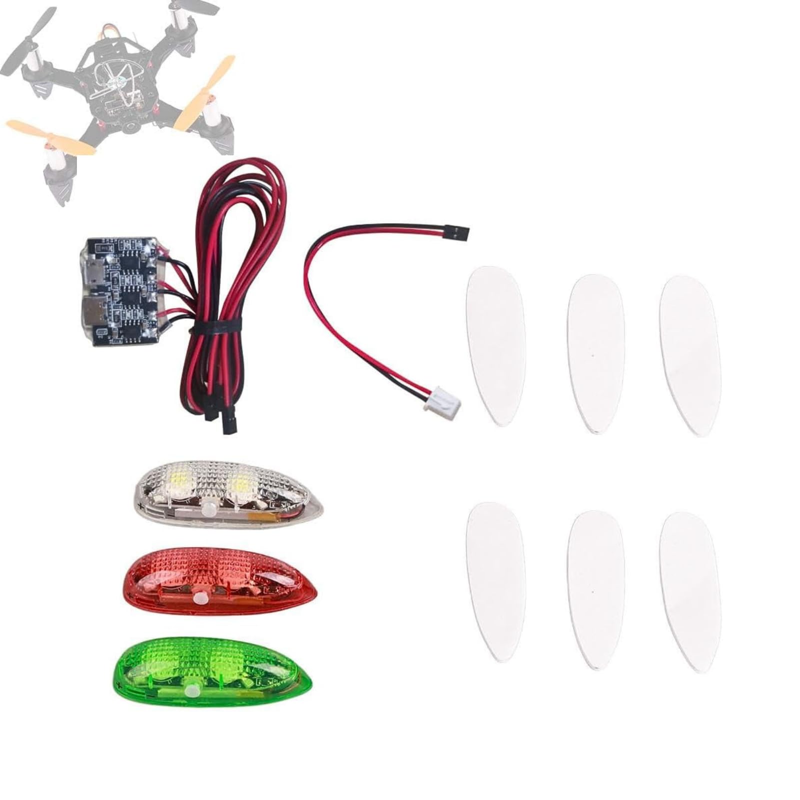 Drone Light 3 Pièces/Ensemble LED pour RC Avion 3 Couleurs Lumière LED Sans Fil pour Hélicoptère RC et Avion à Voilure Fixe, Cuatro Modos de Parpadeo