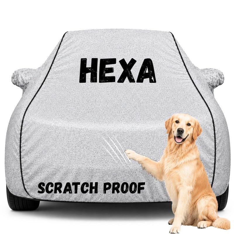 Image of Pure Fabric Silver 100% Waterproof Hexa Car Cover | Polyester Car Body Cover for Rain & Sun | UV Protection, Dustproof, Scratch Resistant, Windproof, Heat Resistant, Custom Fit