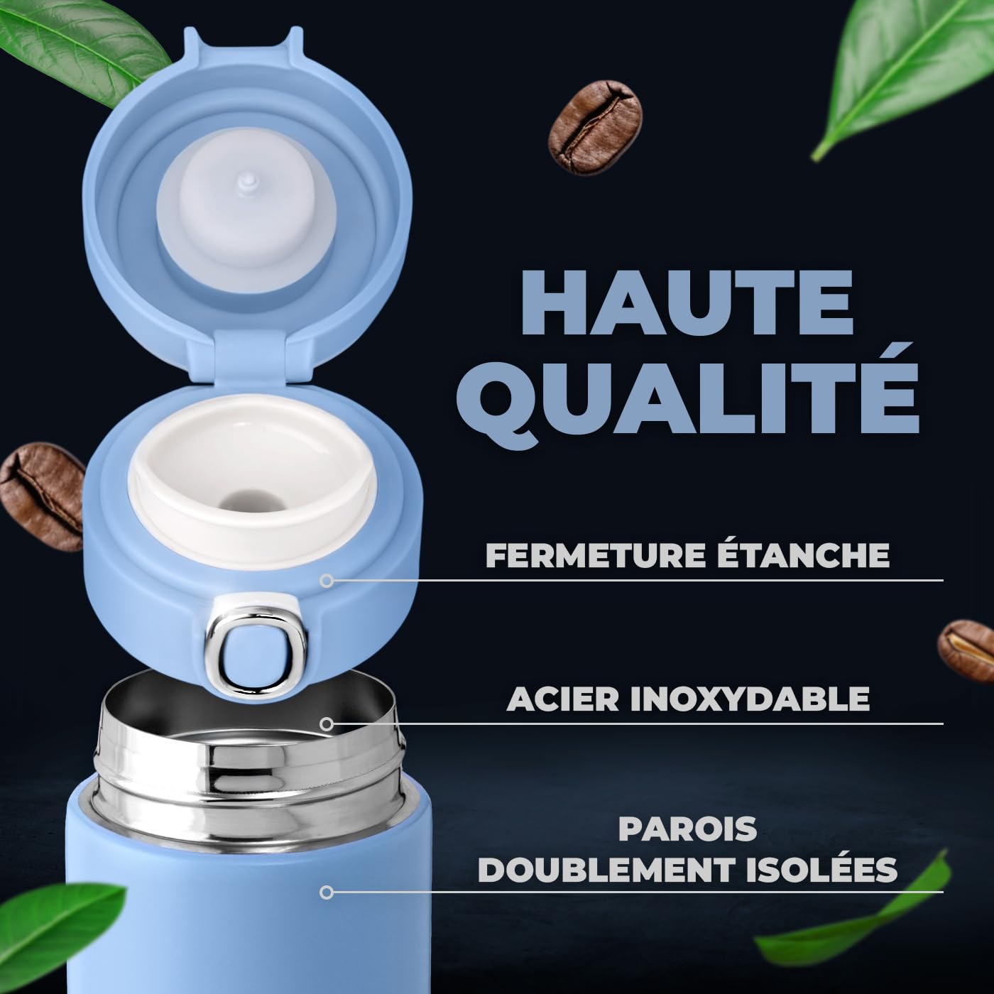 Maverton Mug de voyage isotherme avec gravure - Bouteille isotherme 450 ml - Infuseur à thé - Affichage de la température LED - Cadeau d'anniversaire personnalisé pour homme - Chauffeur