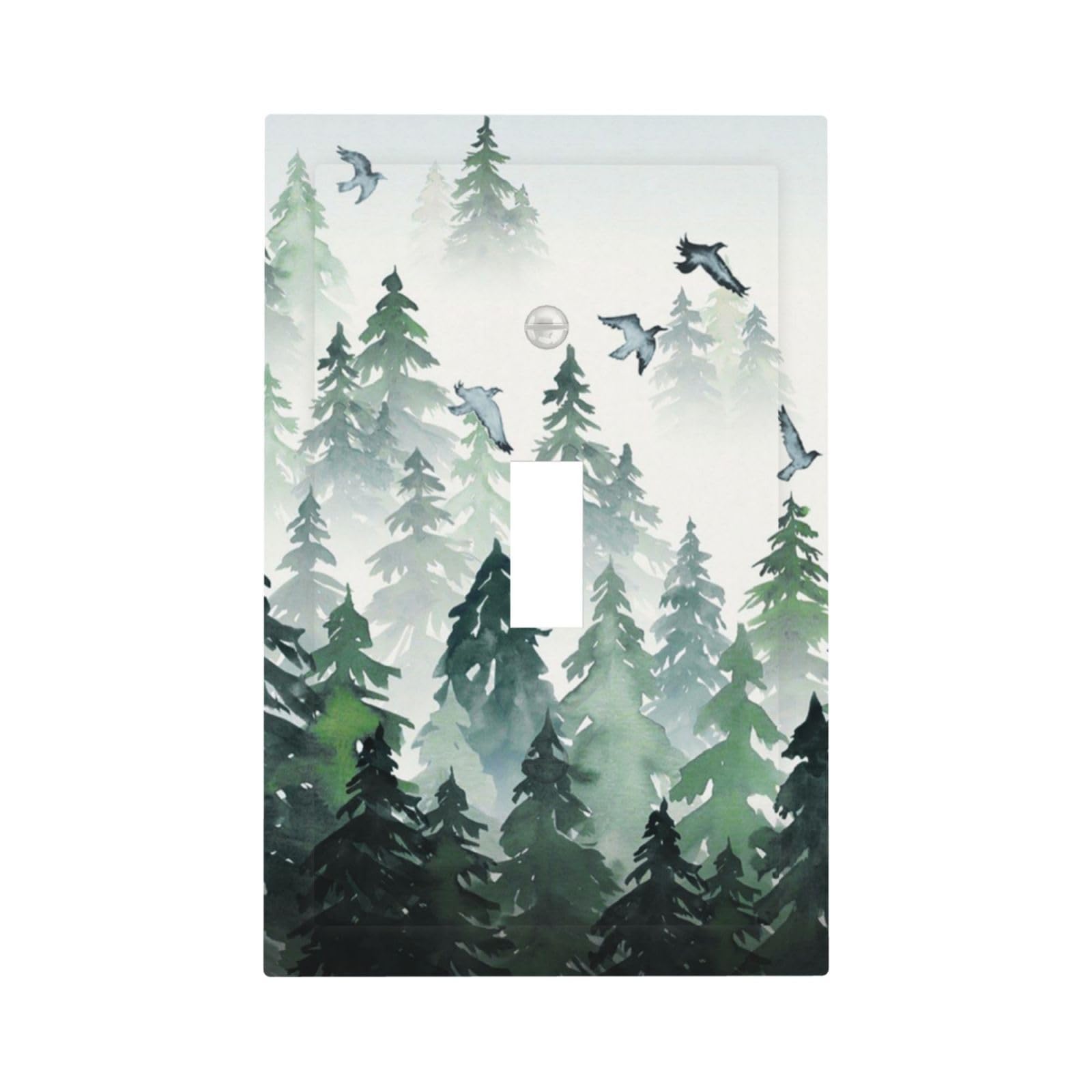 Misty Pine Tree Forest Woodland Mountain 1 Gang Light Switch Plate Decorative Single Toggle Wall Plate Cover Electrical Switchplate Faceplate for