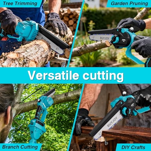 2-in-1 Electric Pole Saws for Tree Trimming, 6 Inch Mini Chainsaw Cordless with Extension Pole, 2 x 4000mAh Batteries,Battery Powered Pole Chain Saw, Tree Trimmer Limb Branch Cutter Pruner by BuyJoy - Image 9