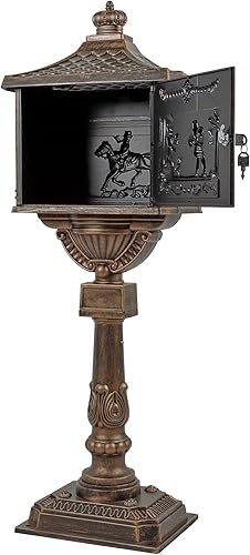 Vista 5 de Buzón de correo de aluminio fundido Polar Aurora, seguro, resistente, Bronce