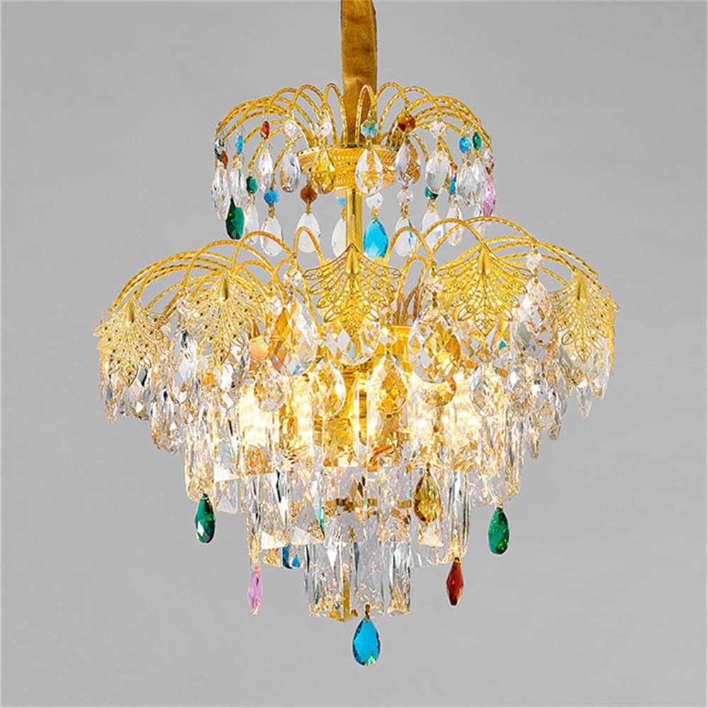 Współczesna kryształowa lampa wisząca LED Luxury Golden Salon Restauracja Sypialnia Villa Hotel Duplex Budynek Schody Żyrandol (D40CM)