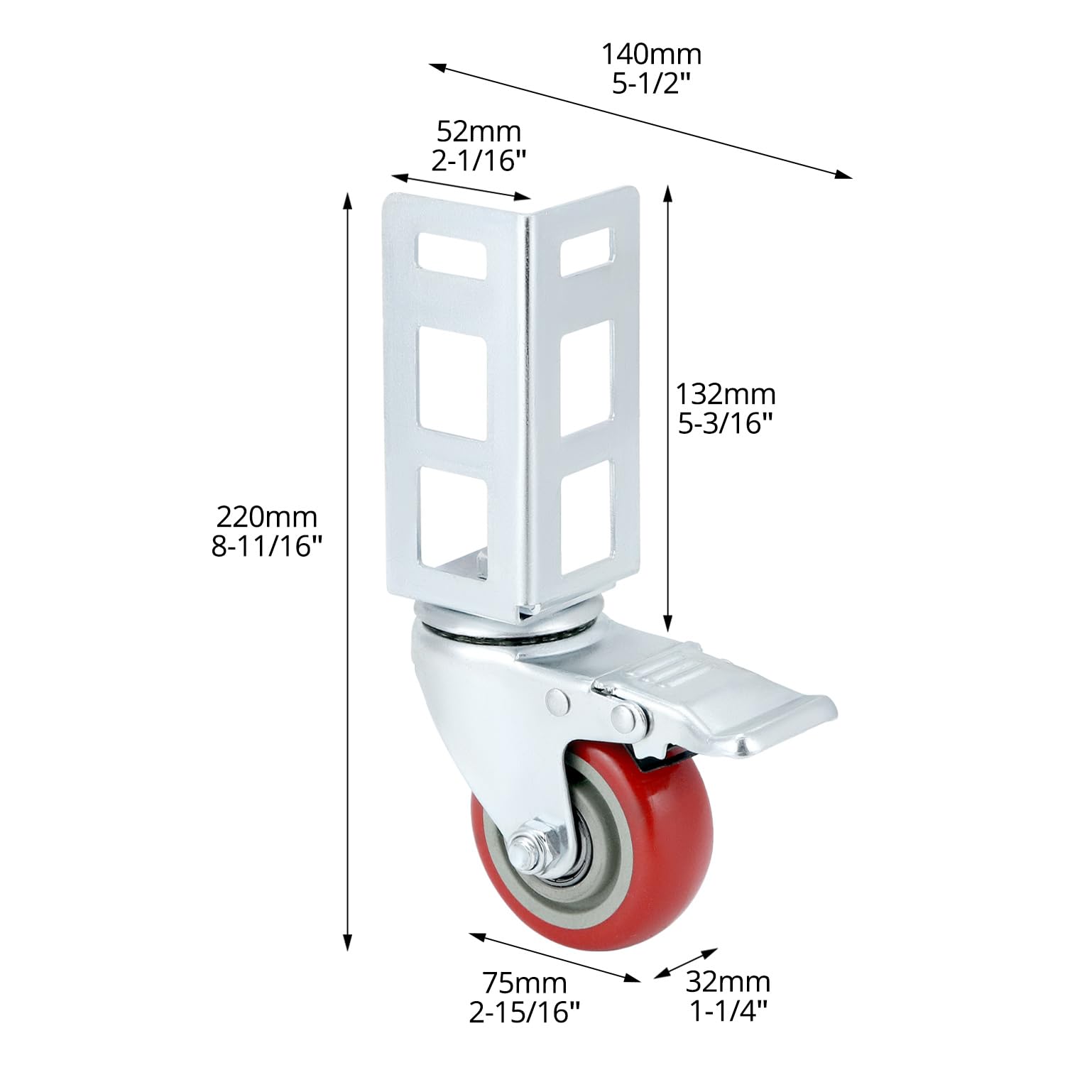 QWORK Storage Rack Caster Wheels, 4 Pack 3" Heavy Duty 500 lb. Max Total Capacity Storage Shelf Accessories, Fit for Boltless Self Locking Shelving Racks