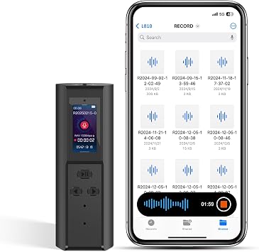 128GB Voice Activated Recorder with Playback Magnetic Audio Recorder with AI Noise Cancellation, 220 Hours Continuous Recording, Recording Device for Lectures Meetings Interviews Classroom
