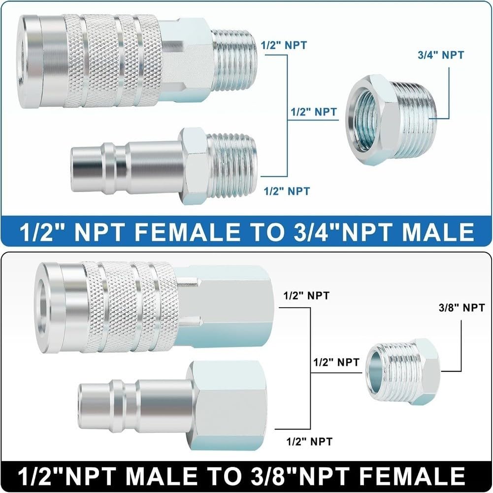 Connettori Rapidi per 1/2 Inch NPT Acciaio Set 10