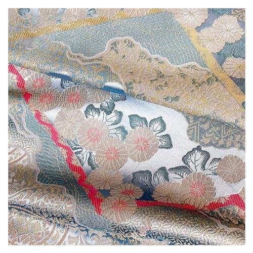 Tissu floral brocart bleu pour loisirs créatifs et décoration de table élégante