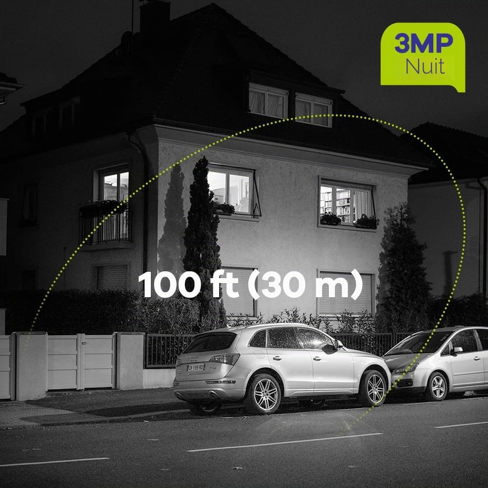 SANNCE Caméra de CCTV POE 3MP Extérieure pour la Maison avec Objectif 3,6mm, 36 LED IR, Boîtier Métallique IP66 à Preuve d'eau, Lot de 2