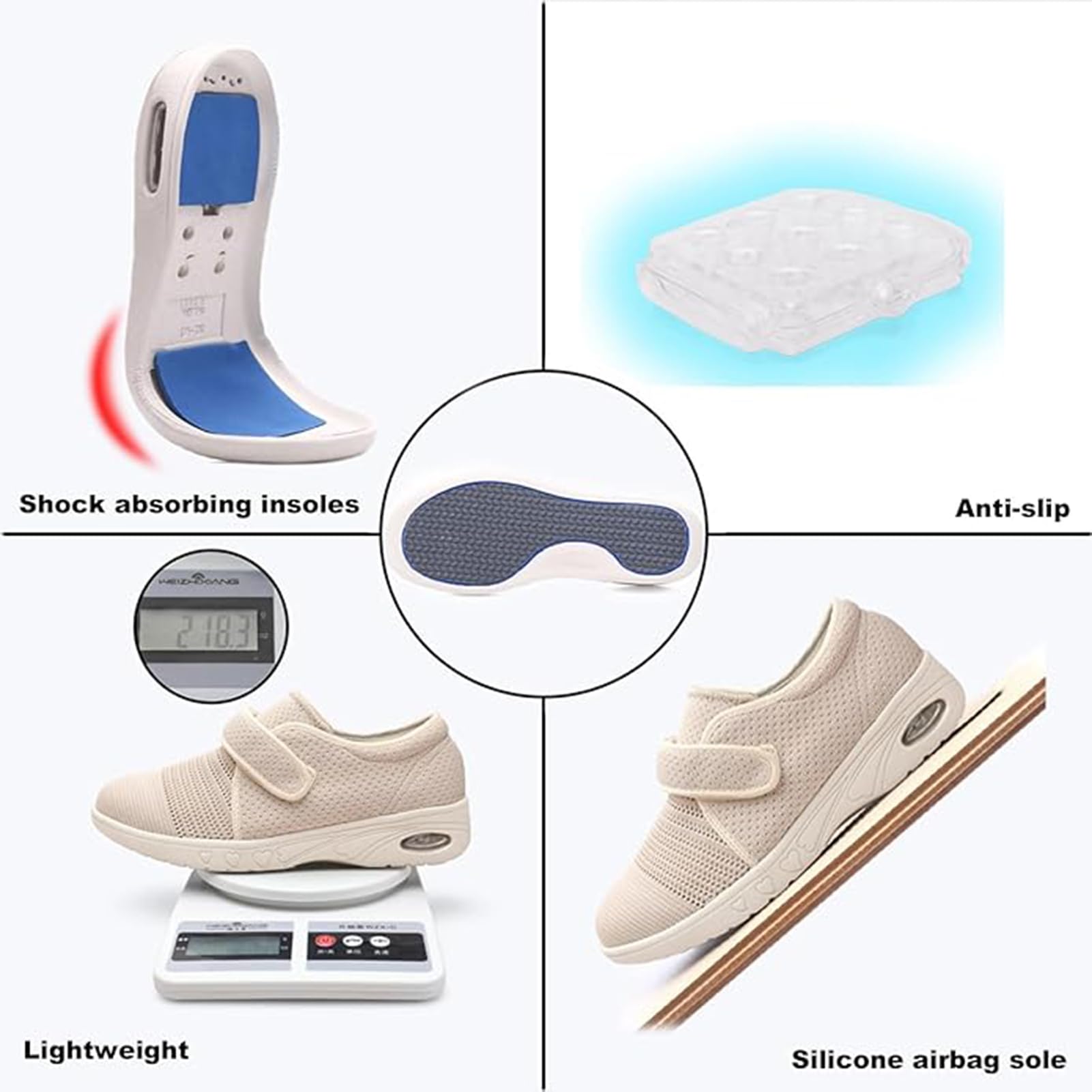 Scarpe Extra Larghe per Diabetici da Uomo Donna Scarp Ortopediche La Riabilitazione, Antiscivolo Scarp Alluce Valgo Scarpe Regolabili Anziani Fascite Artrite Plantare Piedi