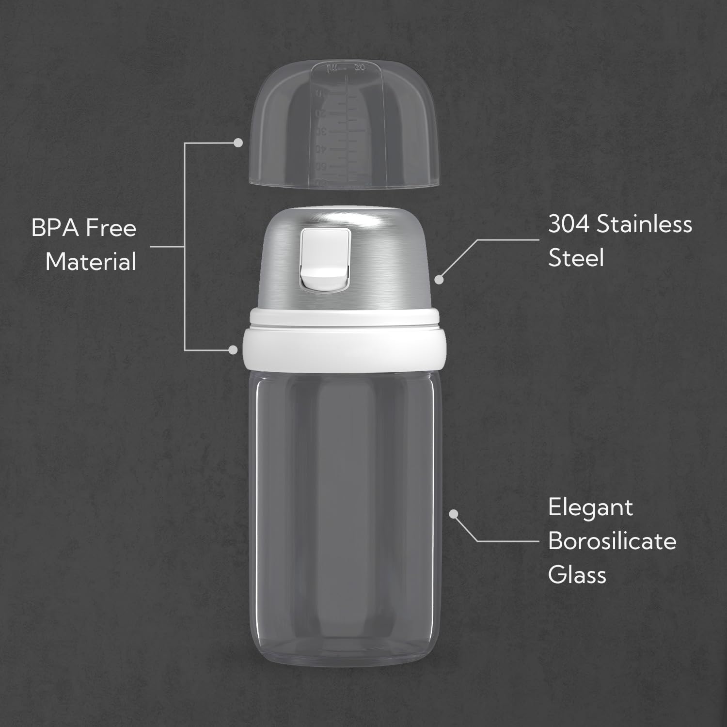 KTCHENDAO - Salero y pimentero 2 en 1 de vidrio con boquilla lateral, tapa integrada para prueba de humedad, elegante dispensador de sal y pimienta de vidrio de borosilicato para cocina, sin BPA, 4
