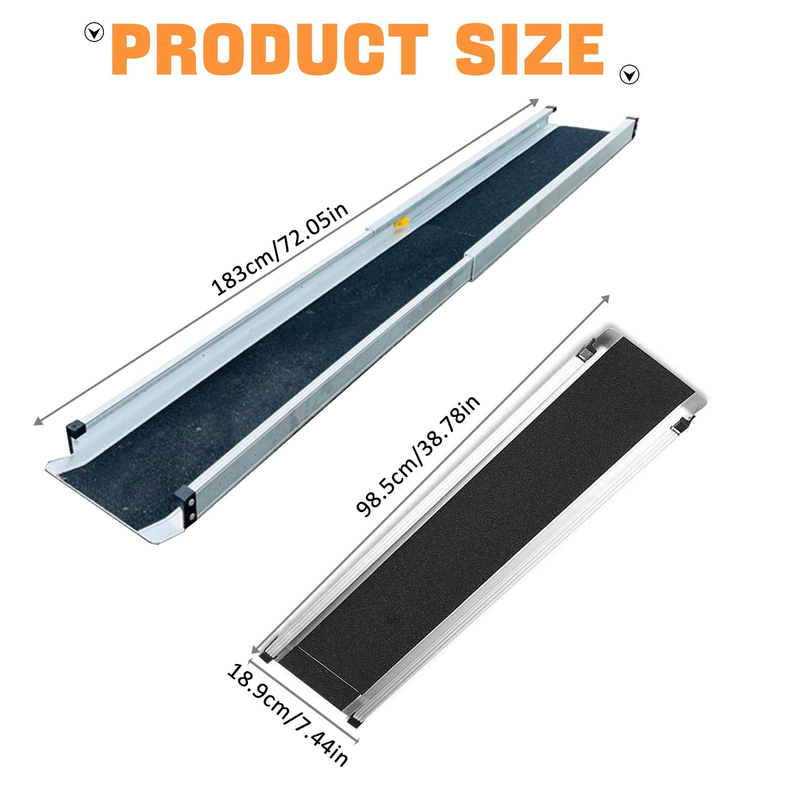 Rampa telescópica para silla de ruedas de 7 pies, rampa de umbral de aluminio portátil ajustable, rampa plegable para scooter de movilidad con superficie antideslizante para puerta del hogar