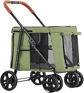 Carrinho de cachorro grande Carrinho de cachorro de luxo Carrinho de cachorro de estimação para cães grandes Carrinho de transporte dobrável Carrinho de bebê premium para animais de estimação Carrinho de passeio de 4 rodas para animais de estimação (verde)