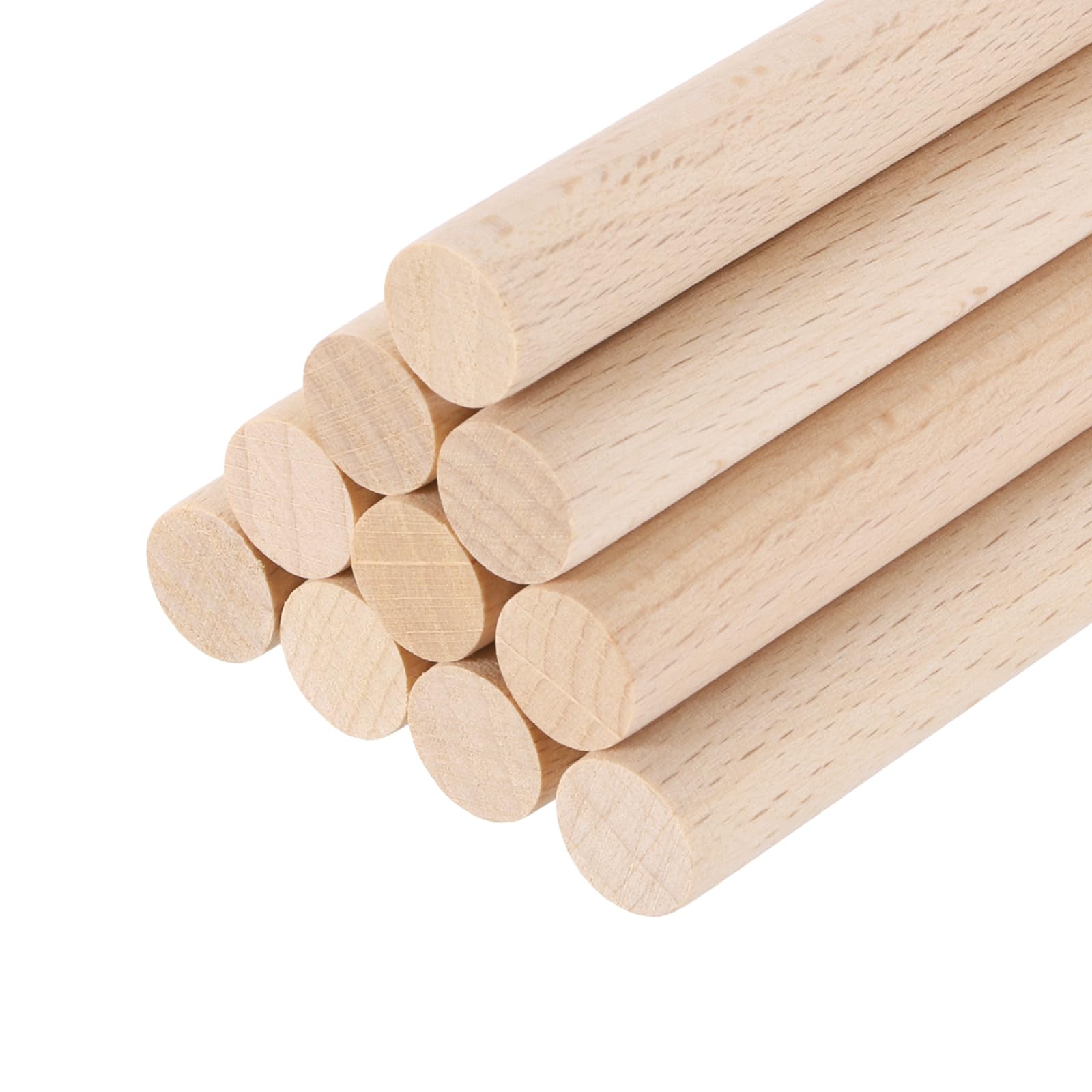 sourcing map Wooden Dowel Rods,12mmx400mm Round Wooden Rod Unfinished Solid Wood Sticks Crafts Wand for Arts Decoration, Craft and DIY Projects Wand,Pack of 10