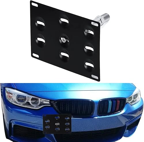 PTNHZ Soporte de matrícula de aluminio para parachoques delantero compatible con BMW serie F F30 F31 F10 F11 F07 F25 F55 F56 F15 3 5 Series Mini