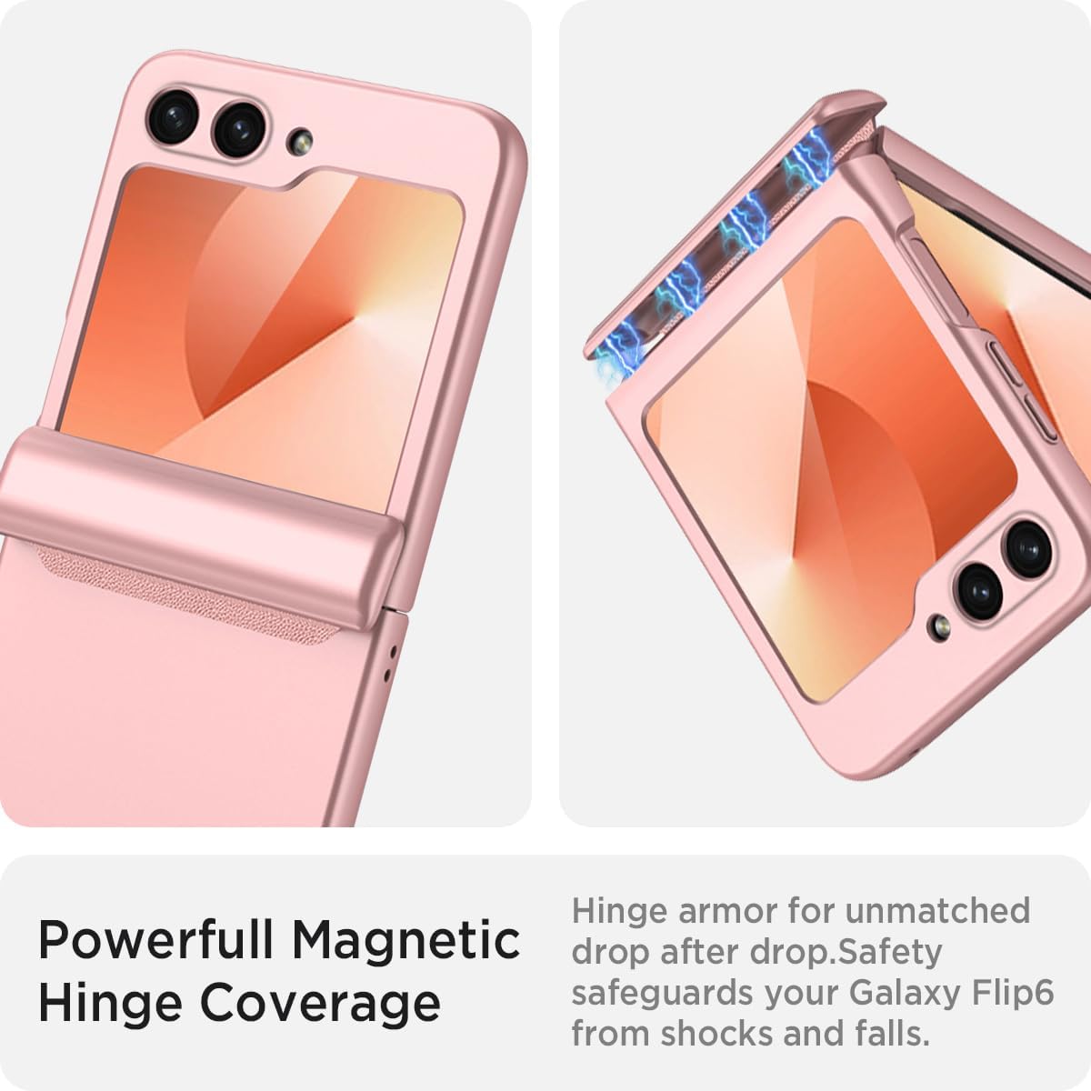 Miimall Slim for Galaxy Z Flip 7 FE/Flip 6 Case with Screen Protector, Hinge Protection Support Shockproof Non Slip Spine Matte Women Rugged Phone Cover Case for Samsung Galaxy Flip6 2024 Pink