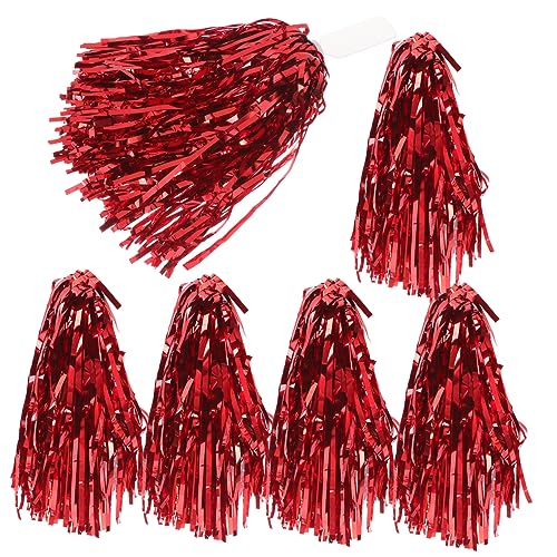 Totority 6pcs Cheer Pom Poms Hand Festooned Balls for Cheerleading Hot Pink Cheerleading Flower Balls