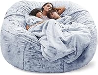 Vista 15 de Funda para silla tipo puf de piel gigante para niños y adultos, (sin relleno), muebles de sala de estar, grande, redondo, suave, esponjoso, de piel