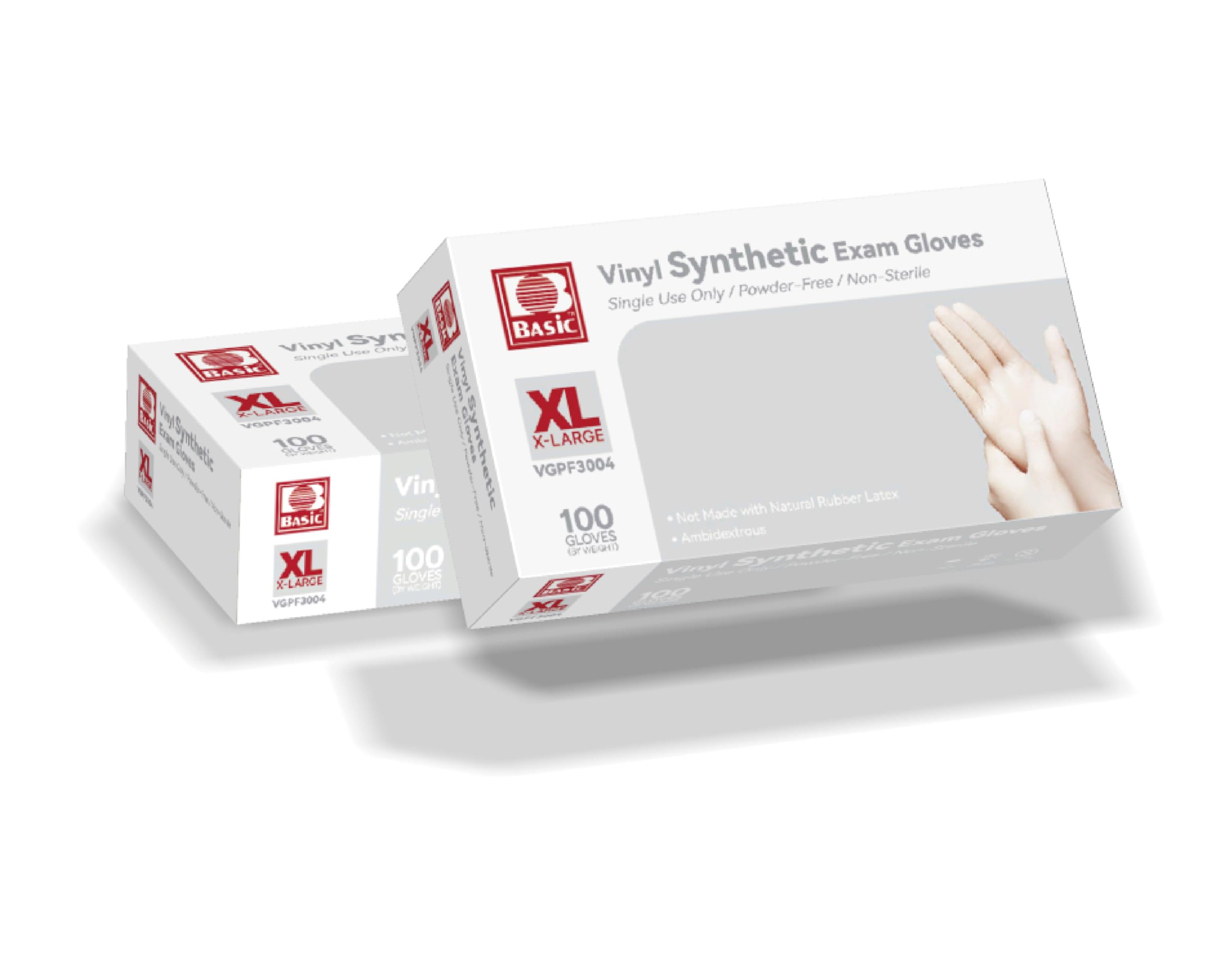 Basic Diagnostic VGPF3004 Clear Vinyl Exam Gloves, Latex-Free & Powder-Free, Extra-Large, Pack of 1000