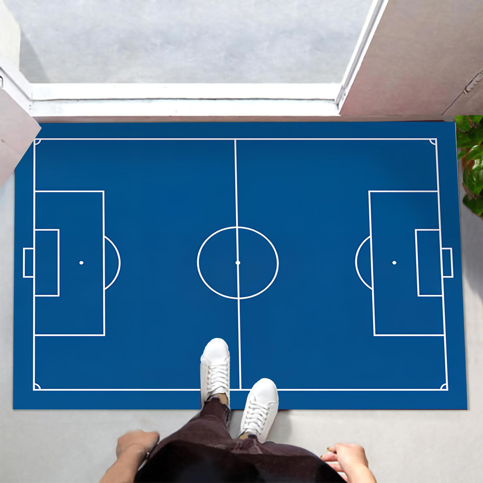 Tapis de football antidérapant lavable en machine pour entrée et bain