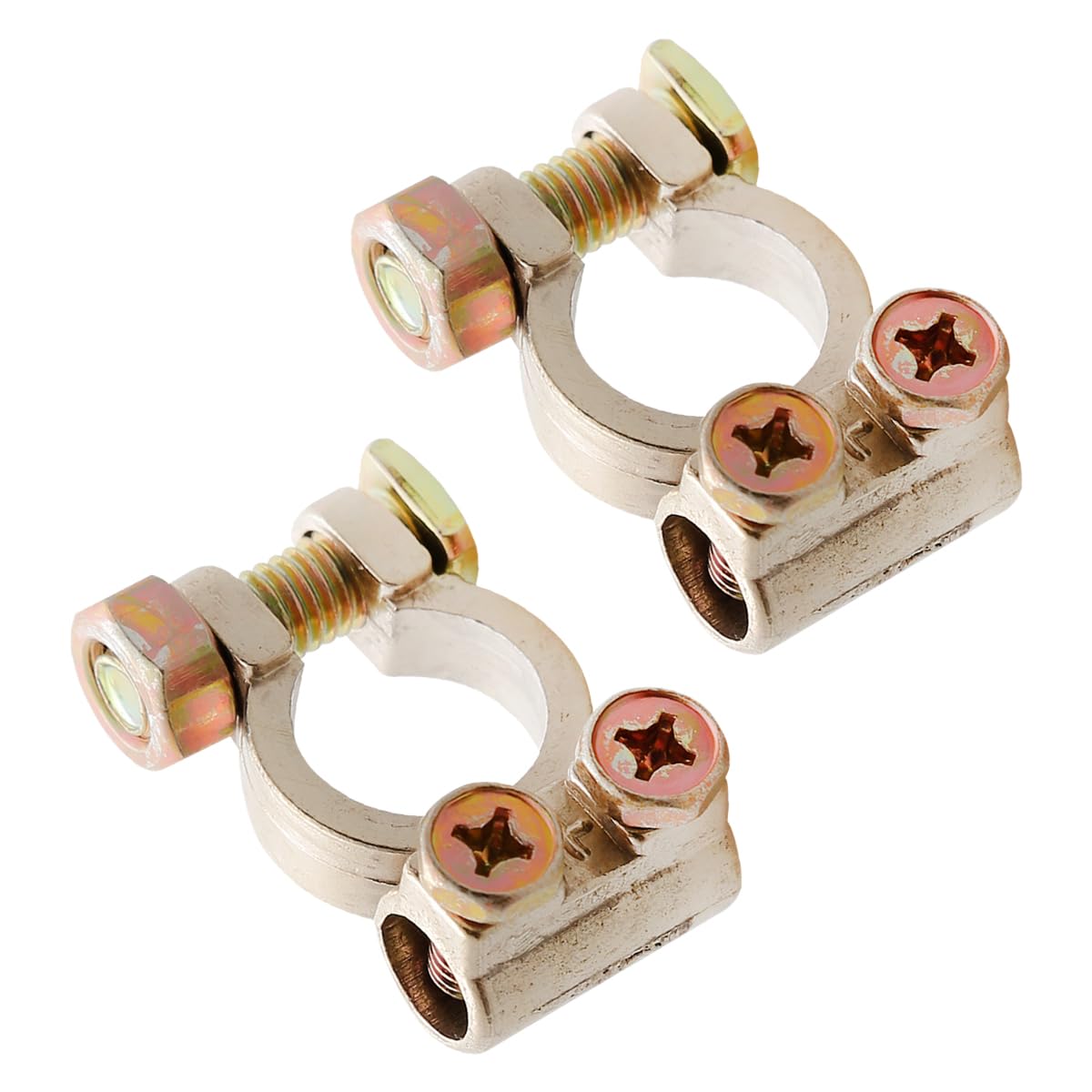 Lotsdonxia 2 Pcs Brass Battery Terminal Connectors – Heavy-Duty Positive & Negative Quick-Release Clamps for Car, Caravan, Motorbike & Marine
