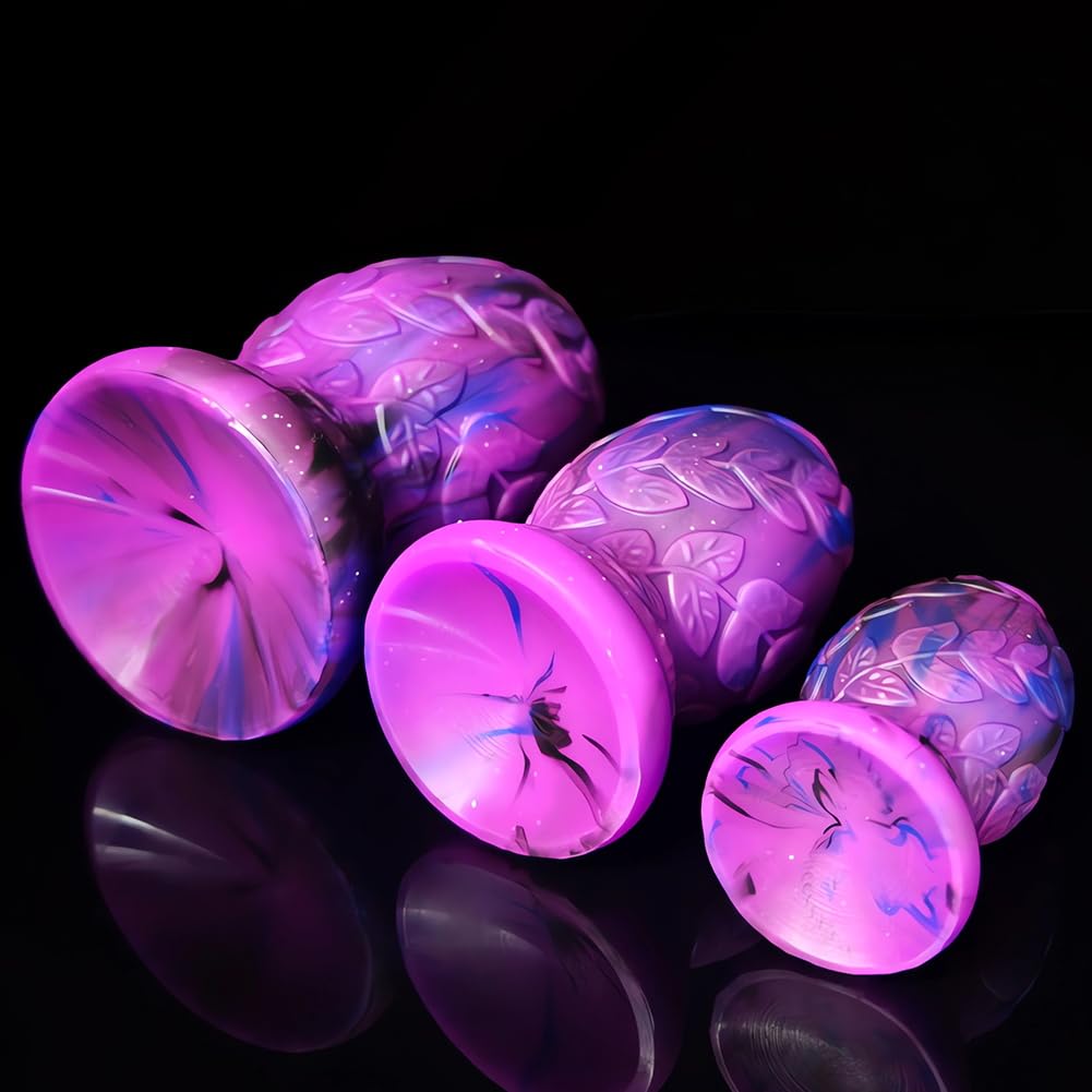 SXOVO Anal Plug Butt Plugs con forte ventosa 3D Leaf Pattern Fantasy Dildo anale Prostata G-Spot Stimolazione Sex Toy Dragon Eggs Anal Plug per donne uomini coppie (L)
